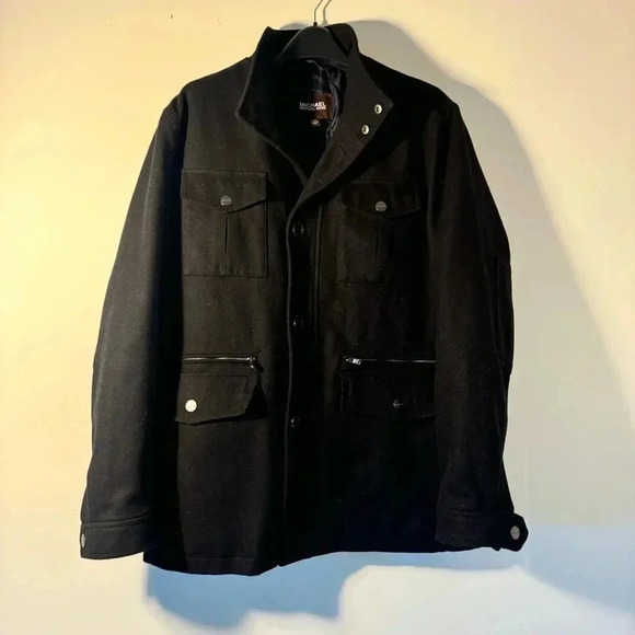 Michael Michael Kors Wool Blend Field Jacket in Black Large
